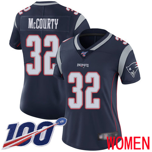 New England Patriots Football #32 100th Limited Navy Blue Women Devin McCourty Home NFL Jersey->women nfl jersey->Women Jersey